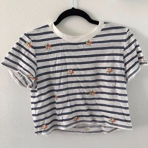 Floral and striped crop top